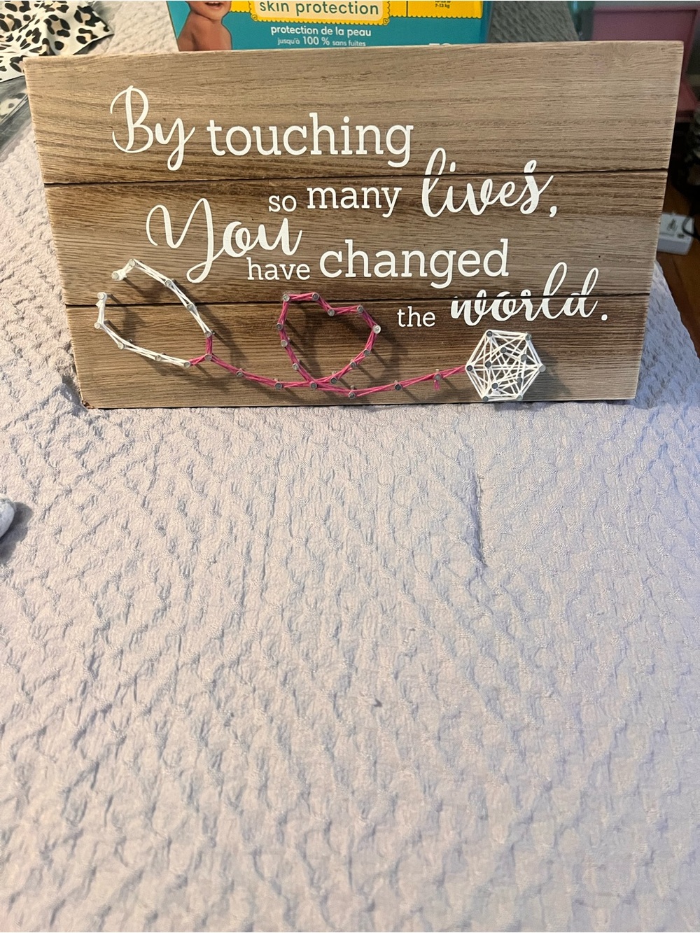 Source Unknown Rustic Wood Wall Art in White and Pink